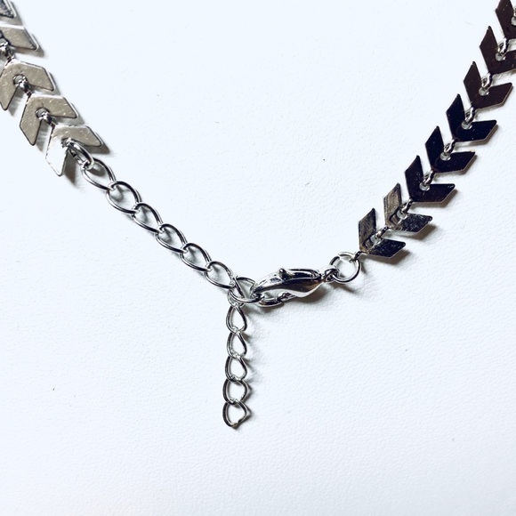Chevron Silver Choker 16” Necklace - Picture 6 of 11